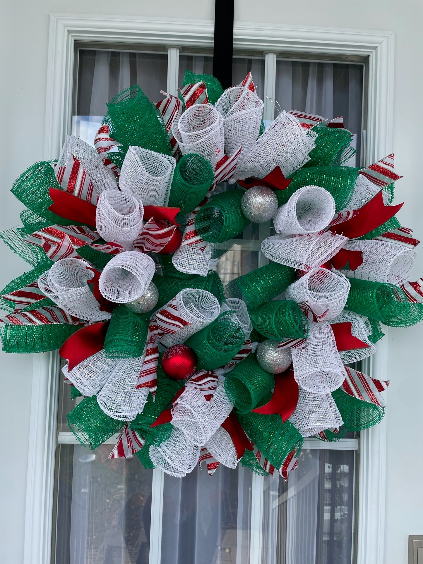 Couronne de Noël " Vert Blanc Rouge"