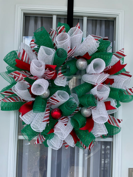 Couronne de Noël " Vert Blanc Rouge"