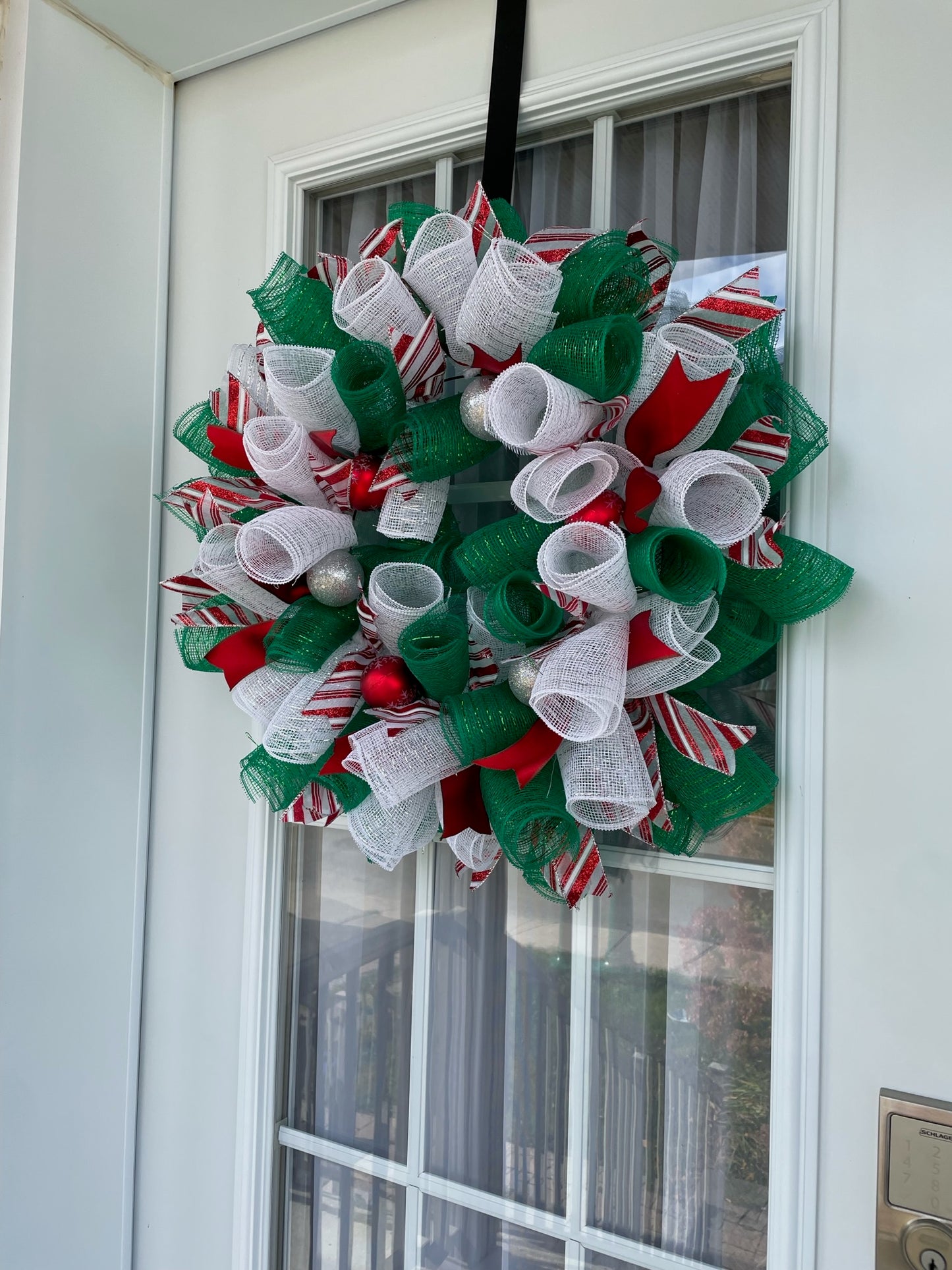 Couronne de Noël " Vert Blanc Rouge"
