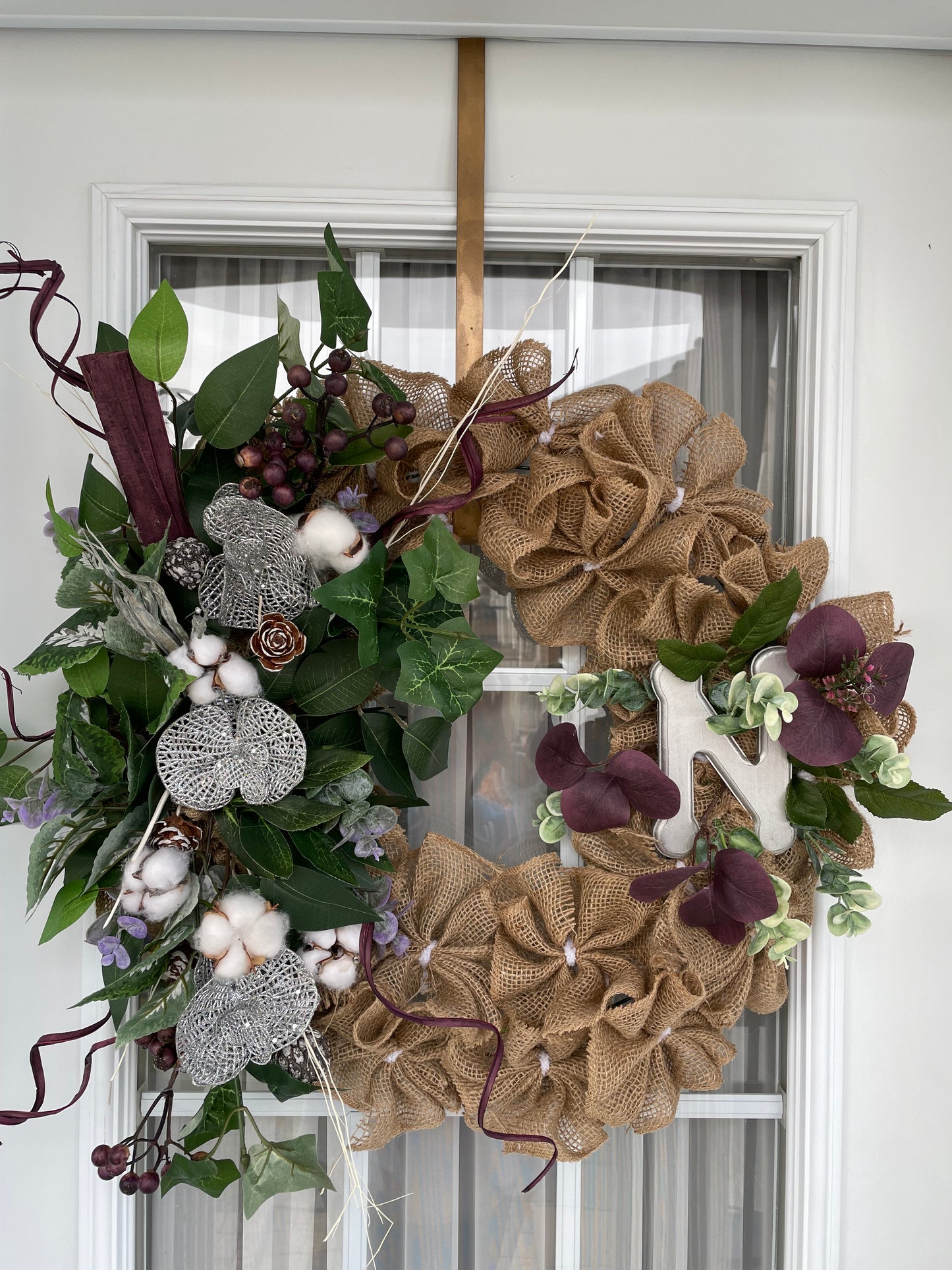 Couronnes Jute naturelle avec " N " argent