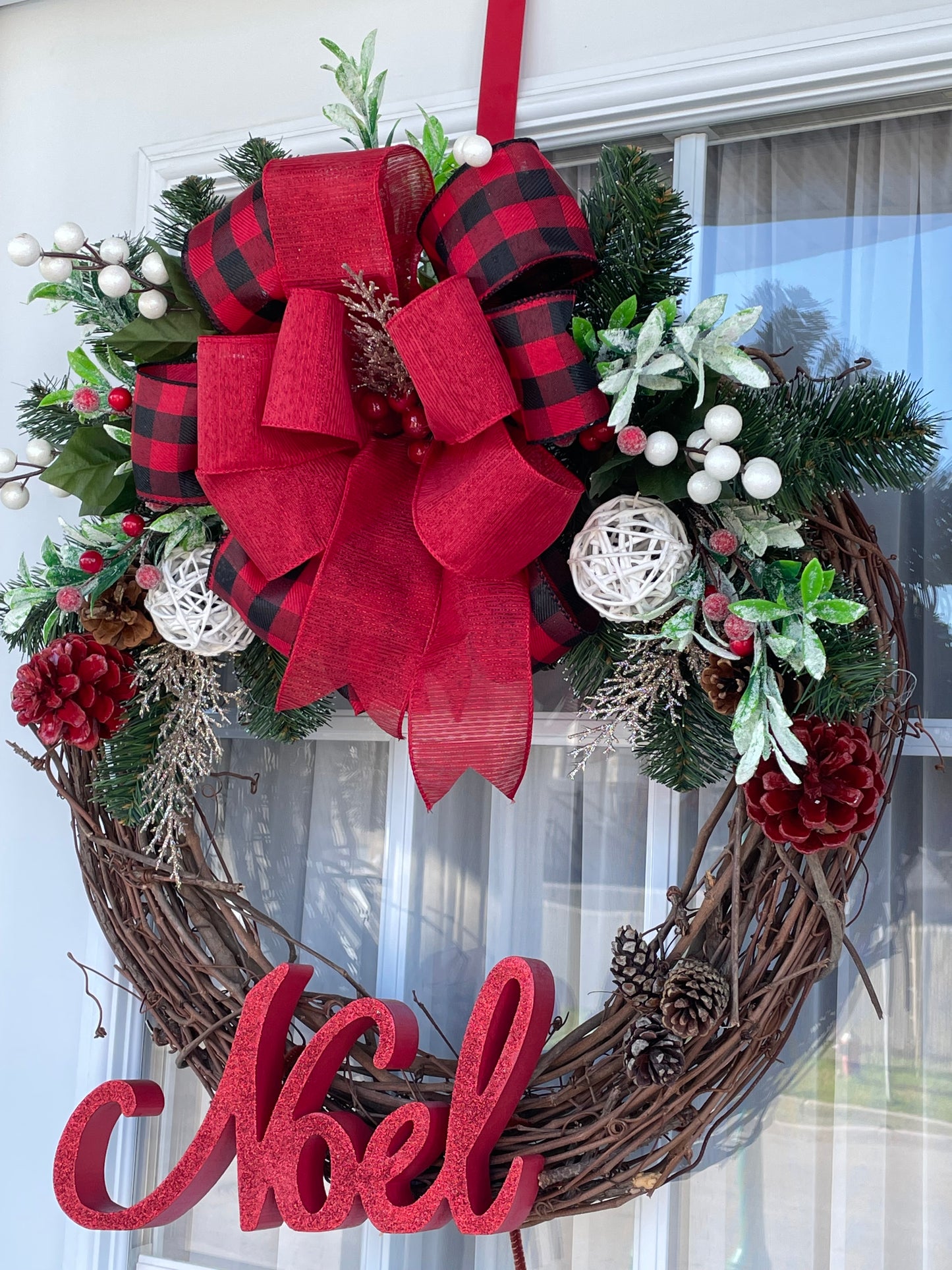 Couronnes de NOËL boucle rouge