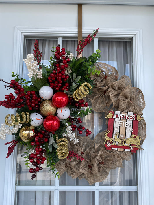 Couronne de Noel avec Jute & traineaux