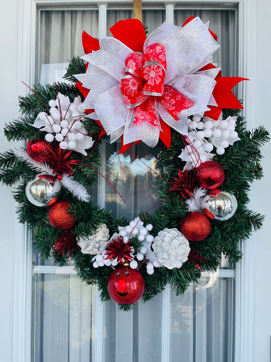 Couronne " NOËL au nez rouge "
