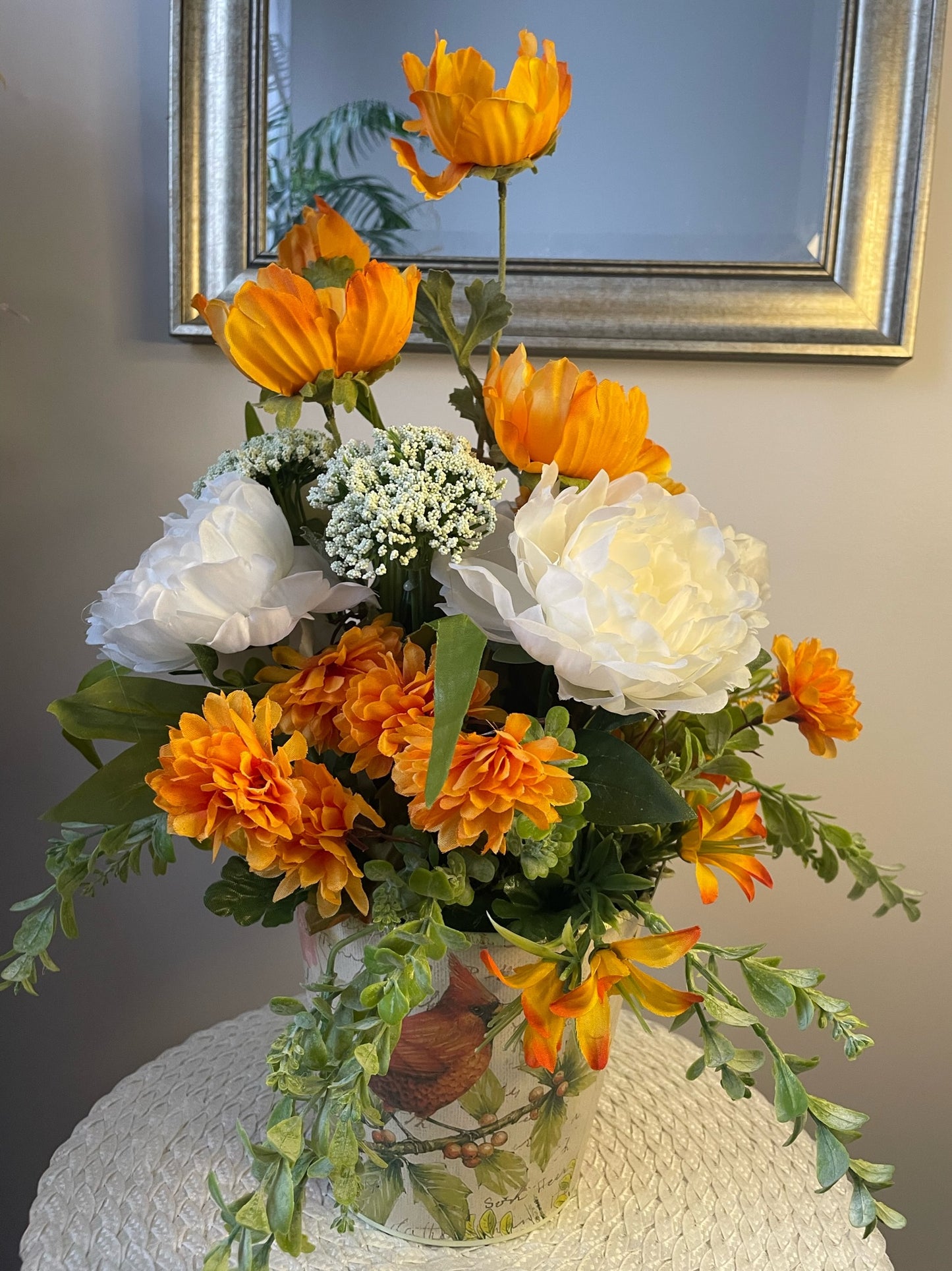 Bucket of flowers "The Orange Poppies"