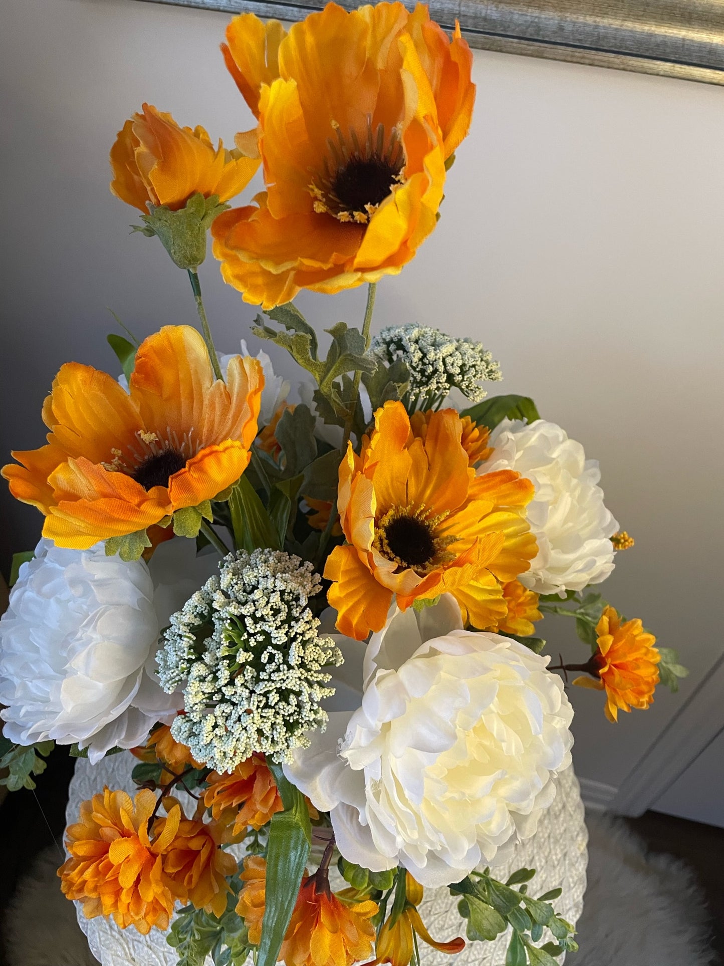 Bucket of flowers "The Orange Poppies"