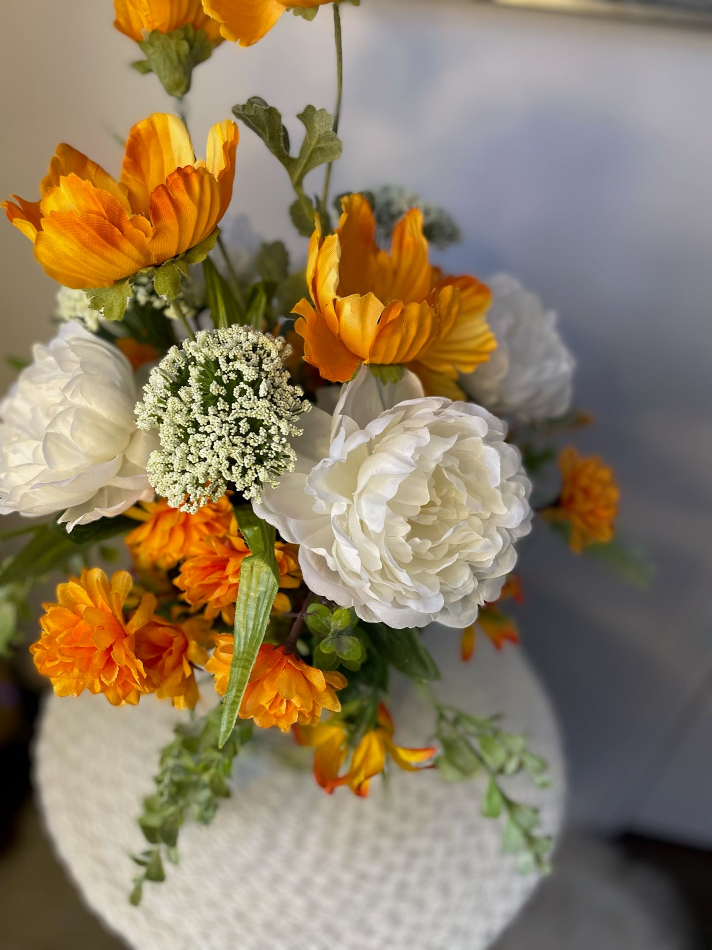 Bucket of flowers "The Orange Poppies"