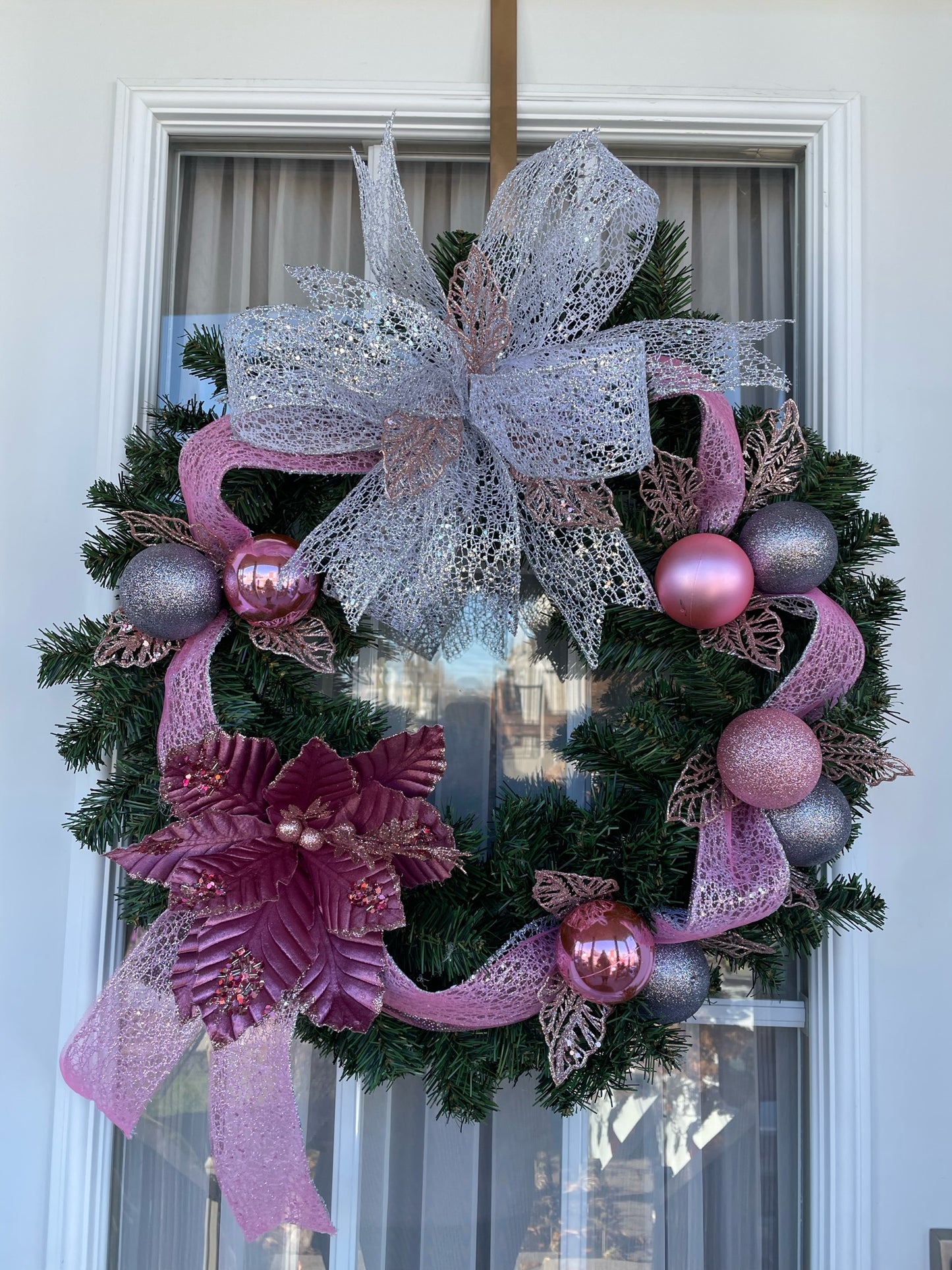 Couronne de noel " Un Noel rose "