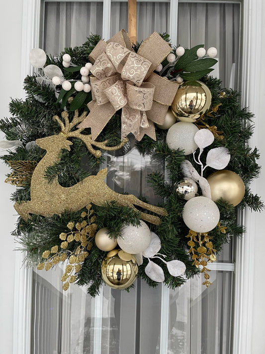 Couronne de Noel " Le Renne au nez d'or "