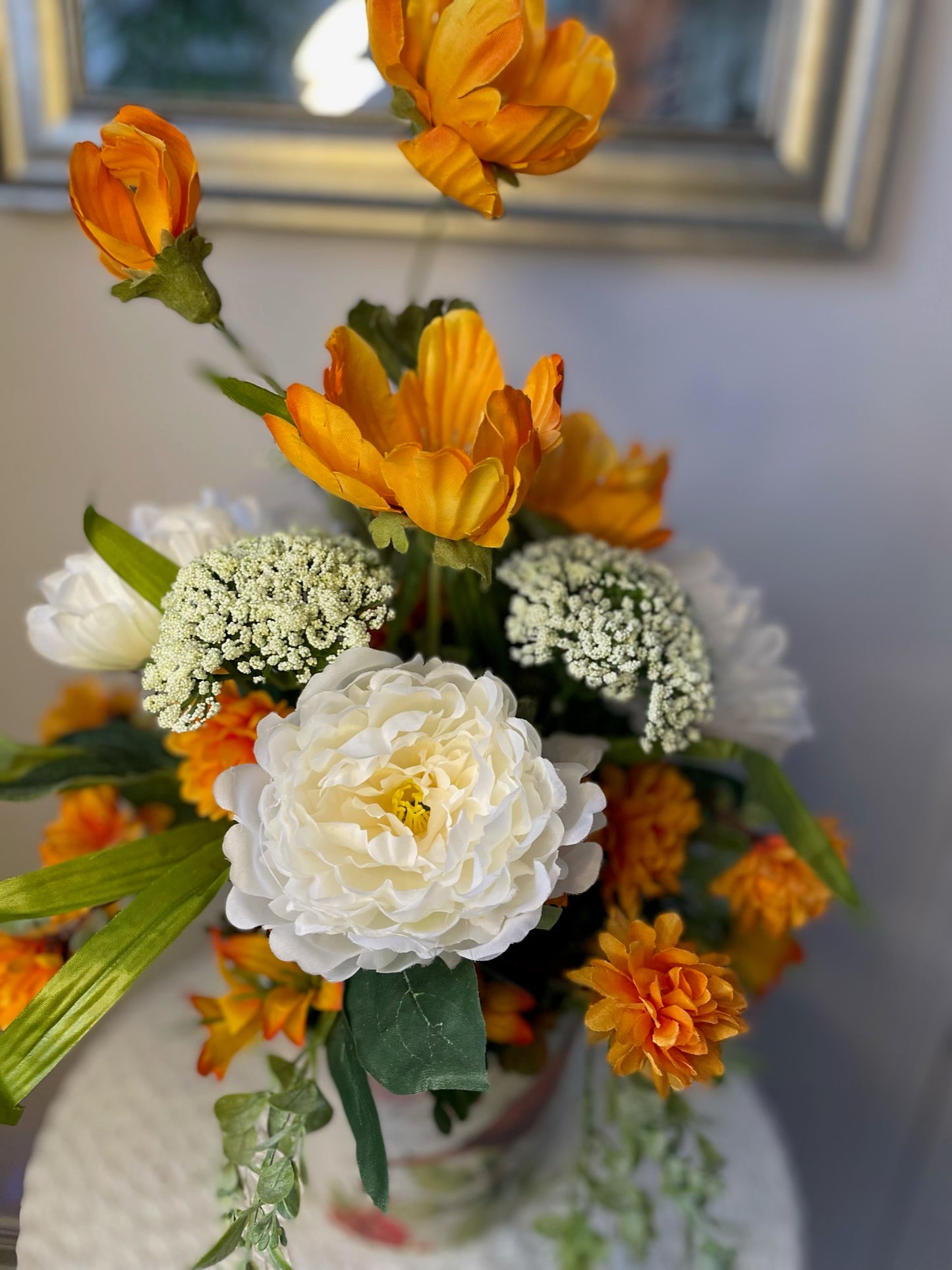 Bucket of flowers "The Orange Poppies"