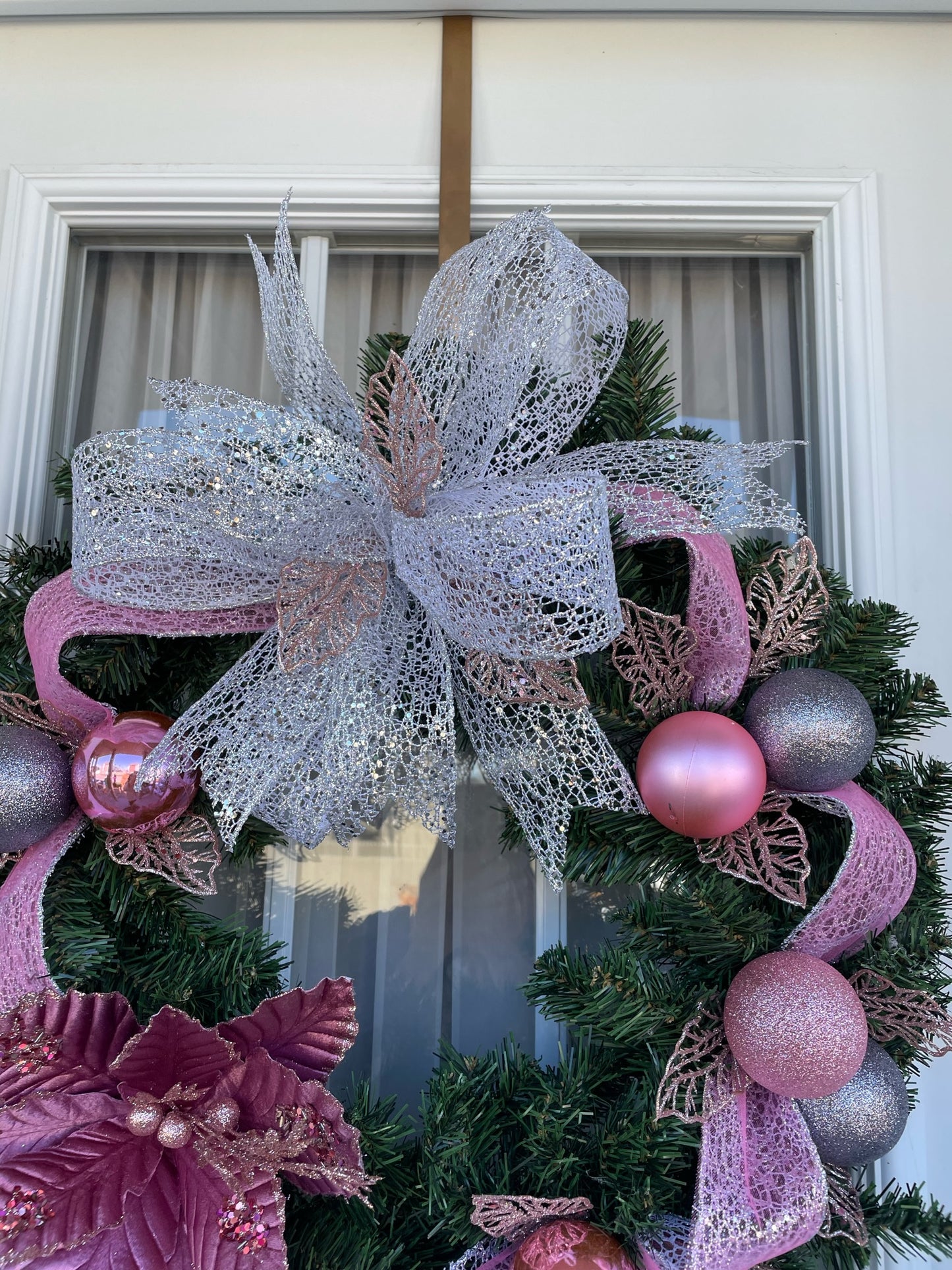 Couronne de noel " Un Noel rose "