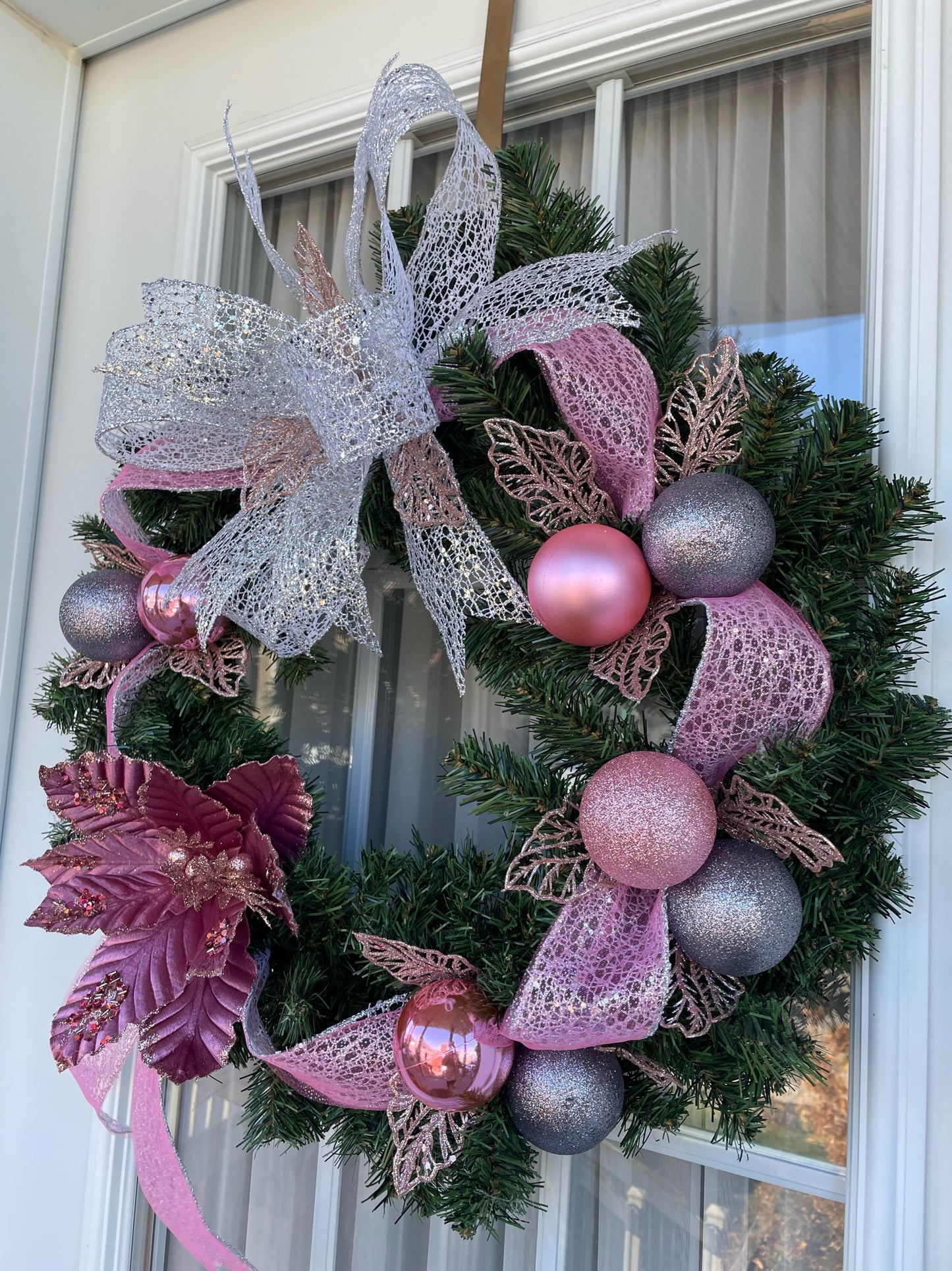 Couronne de noel " Un Noel rose "