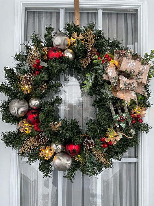 Couronne de Noel " Ohé le petit traineau "