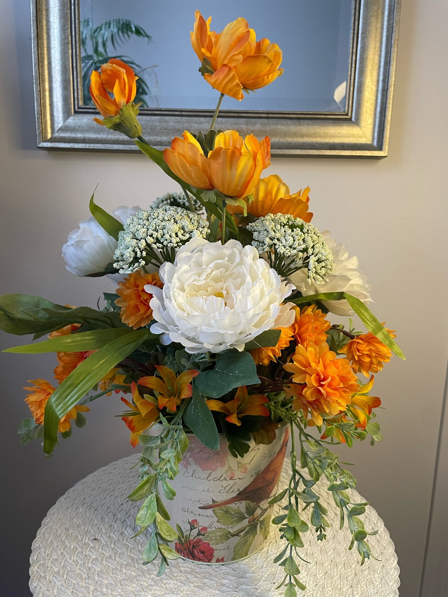Bucket of flowers "The Orange Poppies"