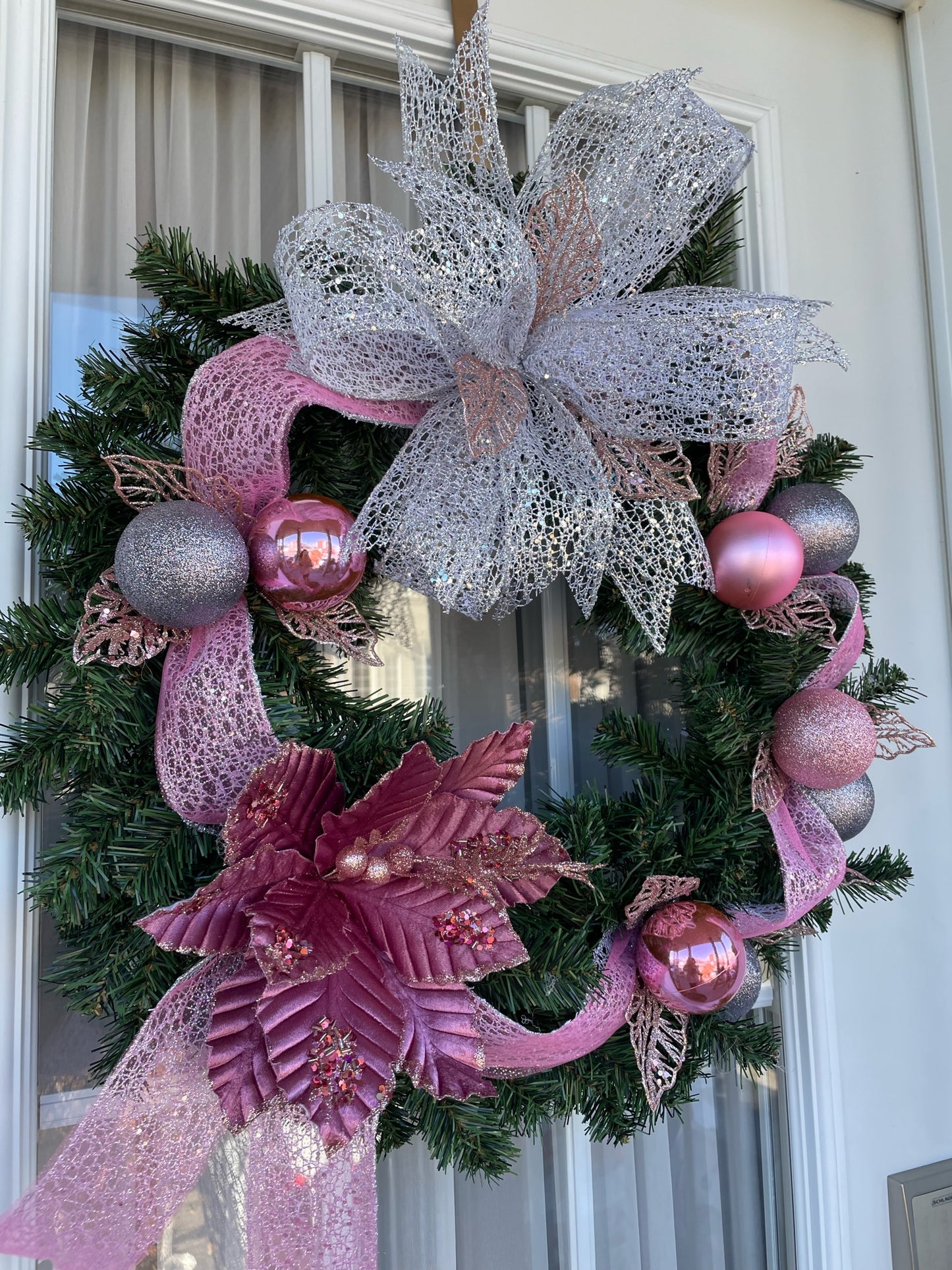 Couronne de noel " Un Noel rose "