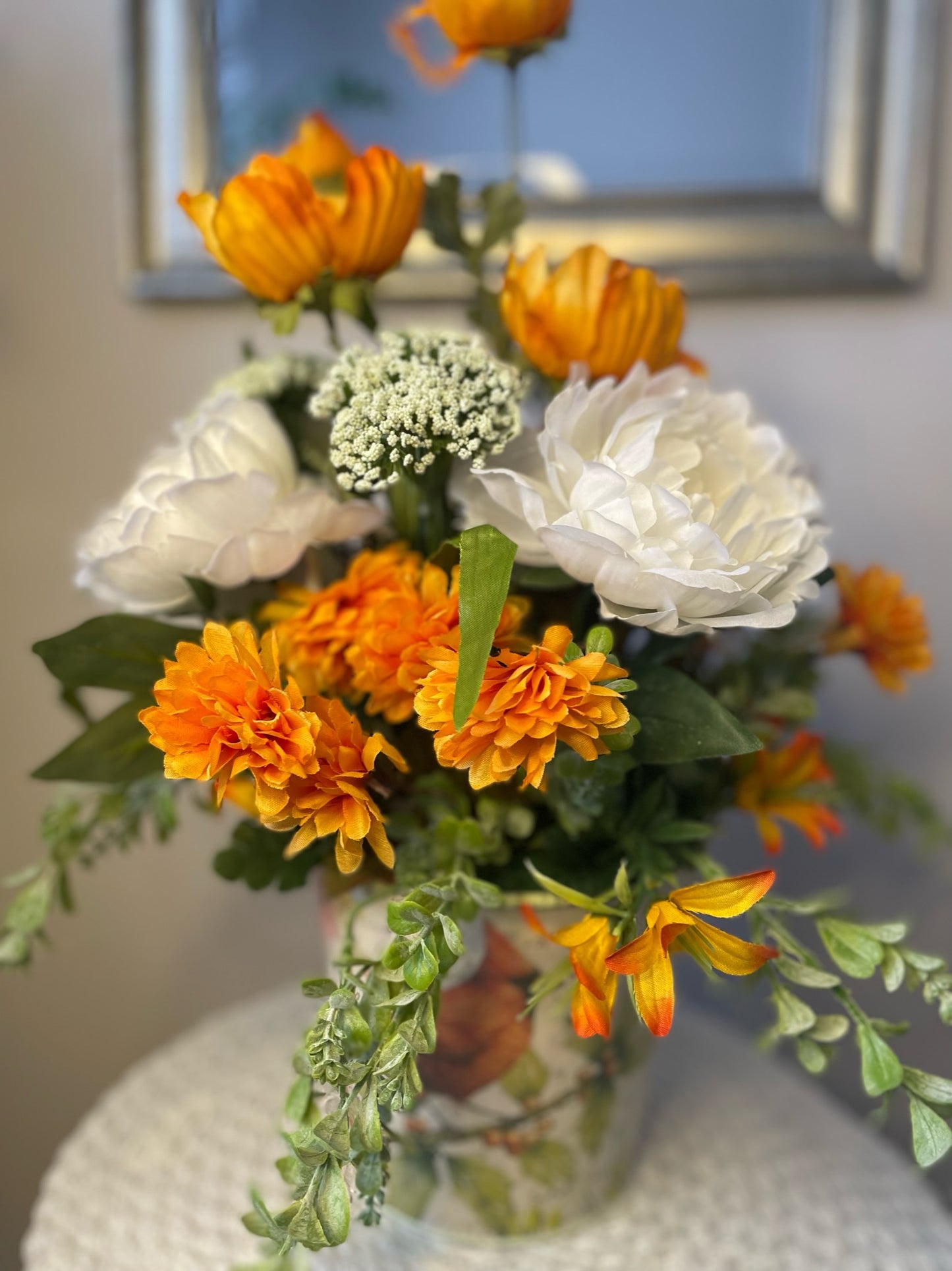 Bucket of flowers "The Orange Poppies"