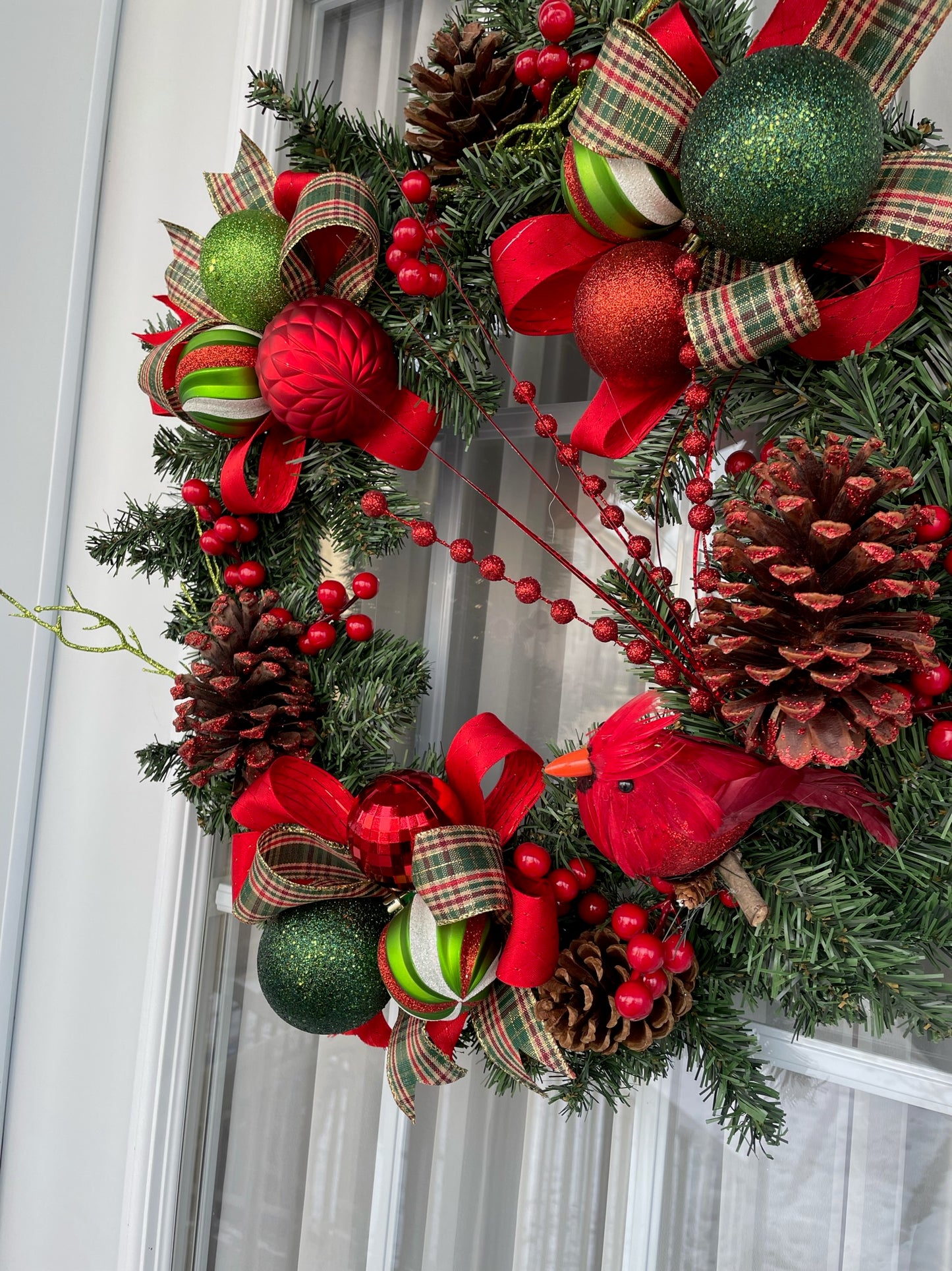 Couronne Noël " Le Cardinal dans la forêt de Noël "
