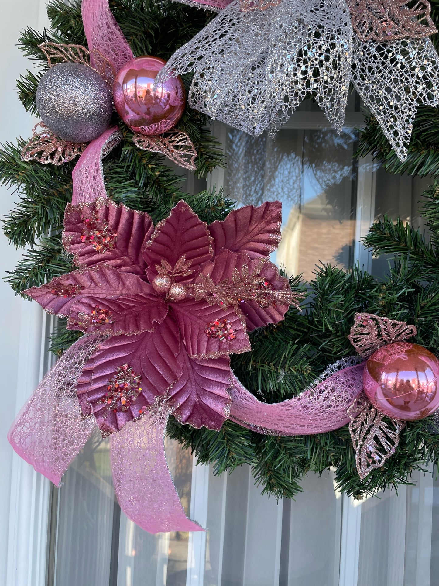 Couronne de noel " Un Noel rose "